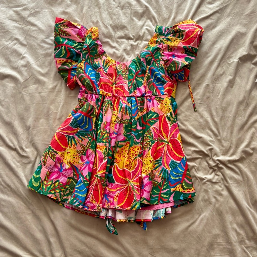 Hawaiian Travachic Floral Puff Sleeve Mini Dress